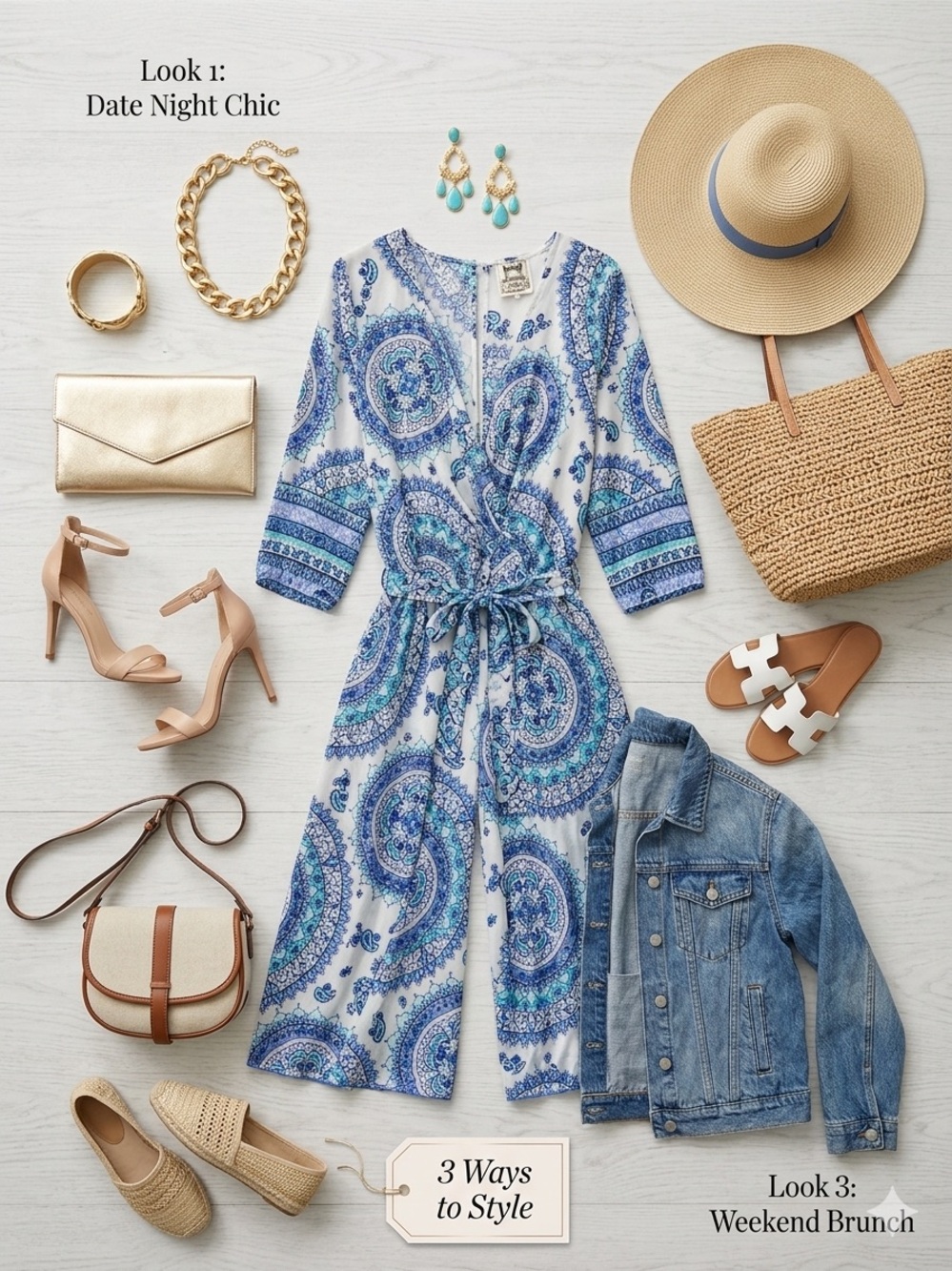 Boho Tie-Waist Jumpsuit with open legs